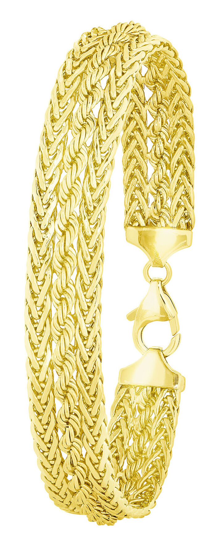 Armband, au&szlig;en Zopf- und innen Kordelkette, mit Schmuck-Karabiner 