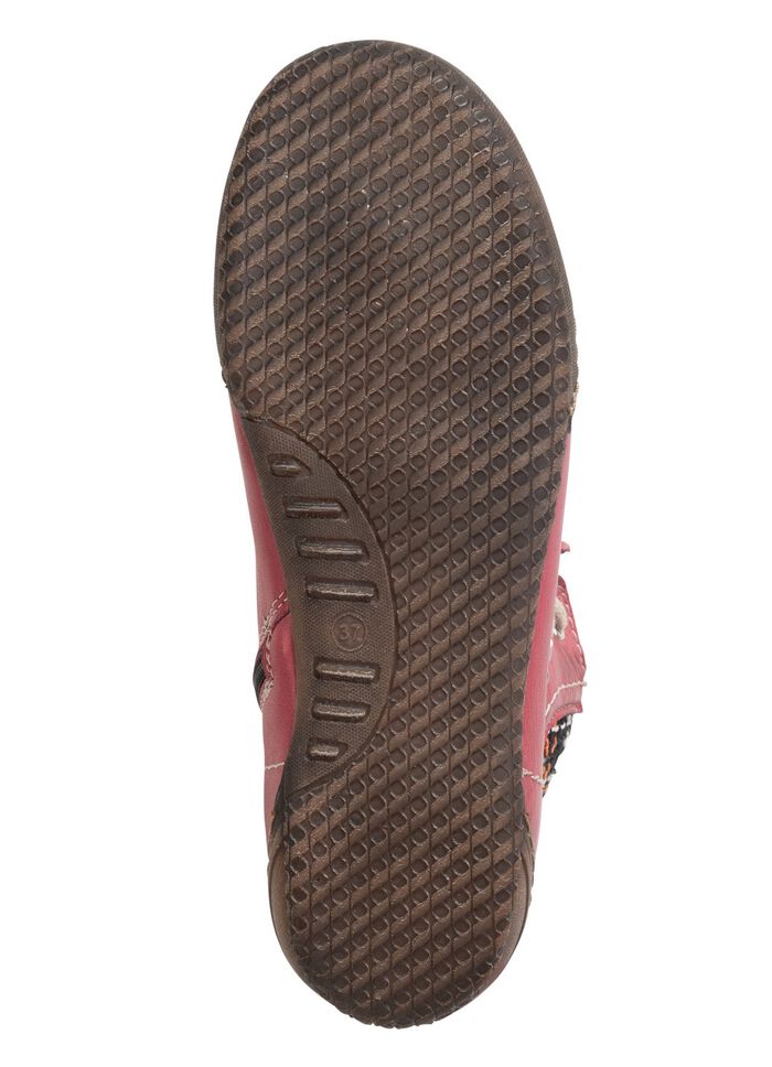 ELENA EDEN Schn&uuml;r-Bootie mit gepolstertem Textil-Schaftrand GRANATROT