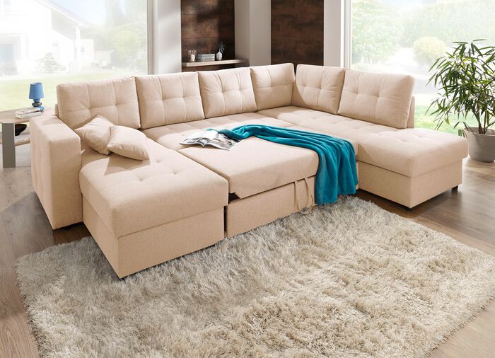 Polsterm&ouml;bel mit Bettfunktion verschiedene Ausf&uuml;hrungen BEIGE