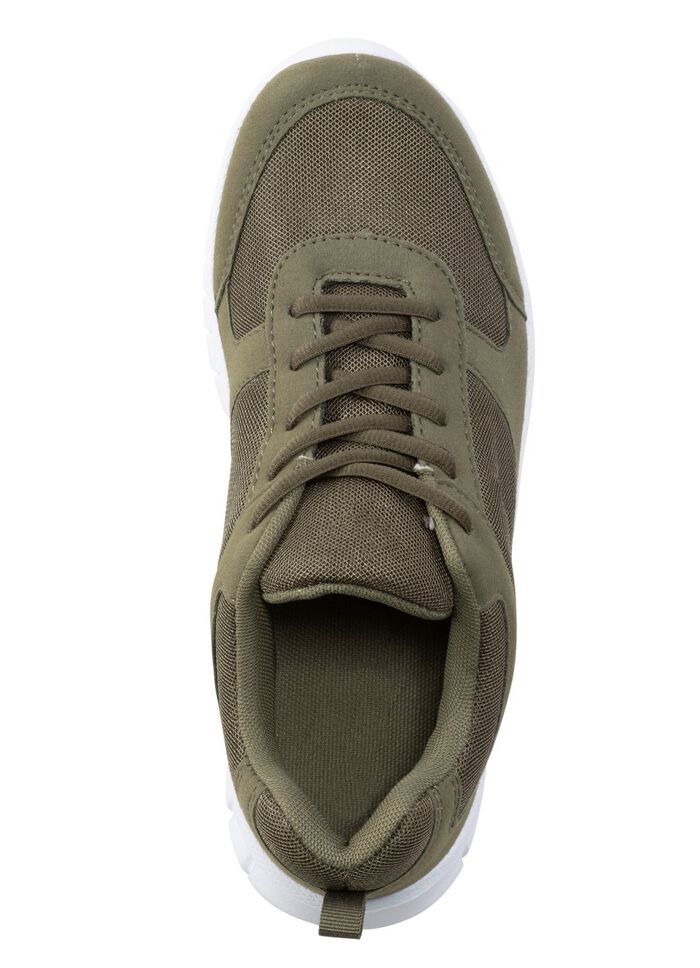 Schn&uuml;r-Sneaker aus Synthetik und weichem Textilmaterial OLIV