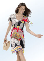 Kleid mit überschnittenen Ärmeln und Bordüre 