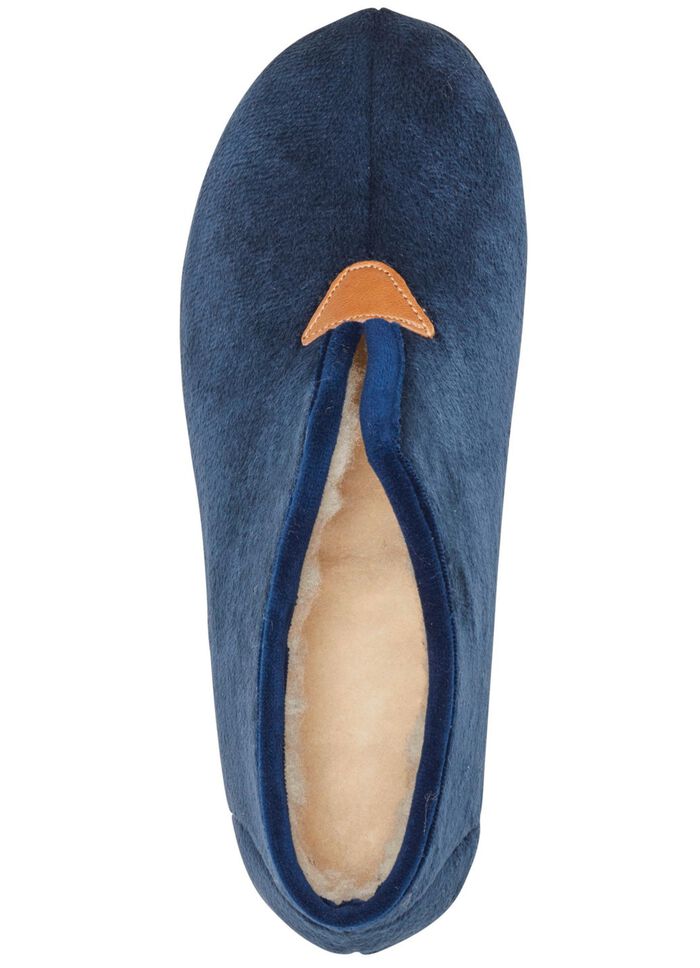 Laurina Hausschuh aus samtigen Textilmaterial BLAU