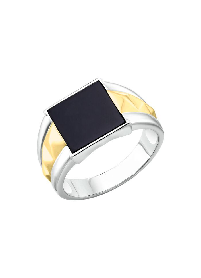 Herrenring in Bicolor mit Achat 