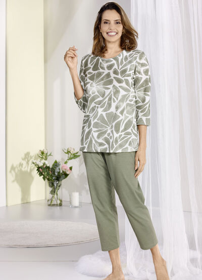 Laurina Schlafanzug mit 3/4 langen Ärmeln und langer Hose  