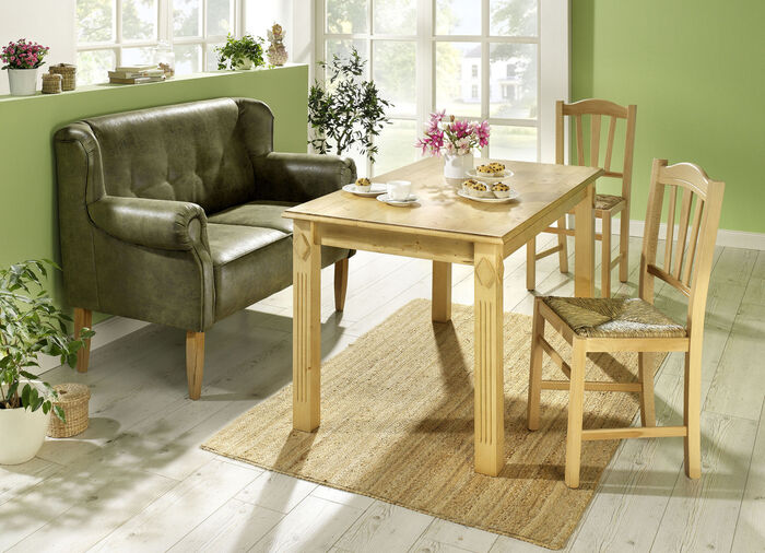 Rustikales Tisch-Sofa mit Federkern DUNKELGRÜN