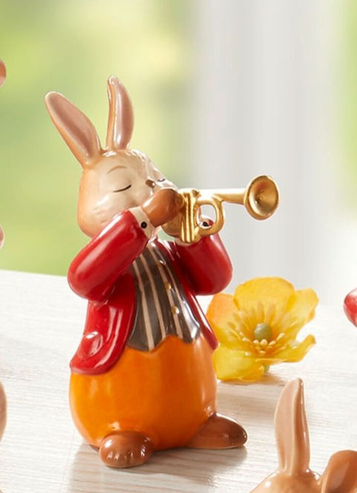 Hasenmusiker aus Feinsteingut 