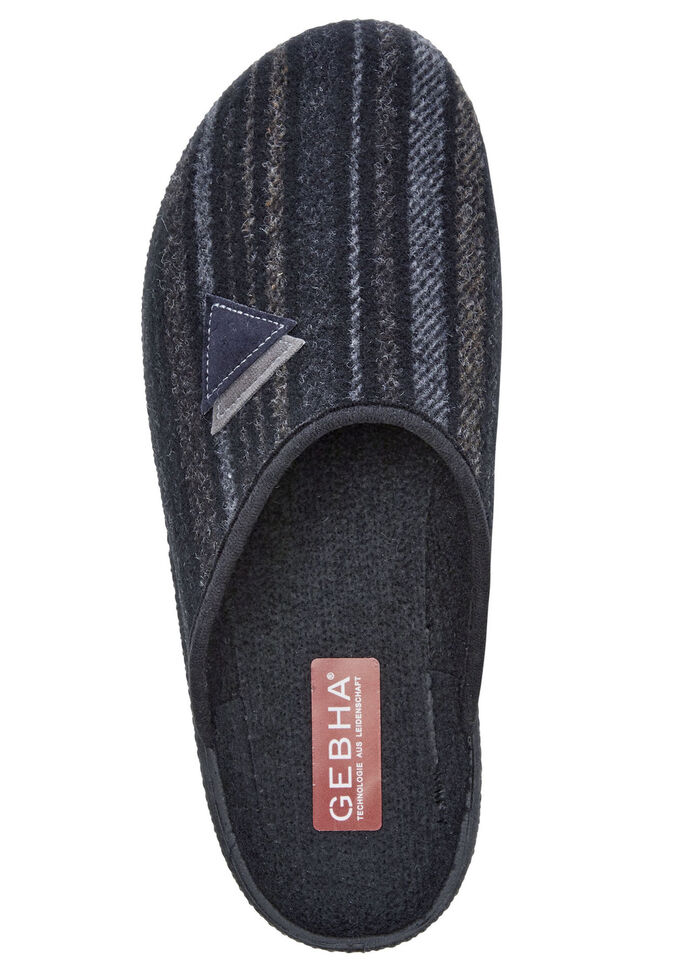 Klassische Herren-Hausschuhe, mit anatomisch geformtem Fußbett SCHWARZ-GRAU