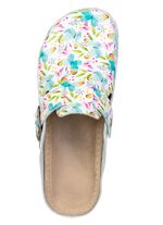 Klassische Damen-Clogs, mit anatomisch, gepolstertem Fu&szlig;bett WEISS-BUNT