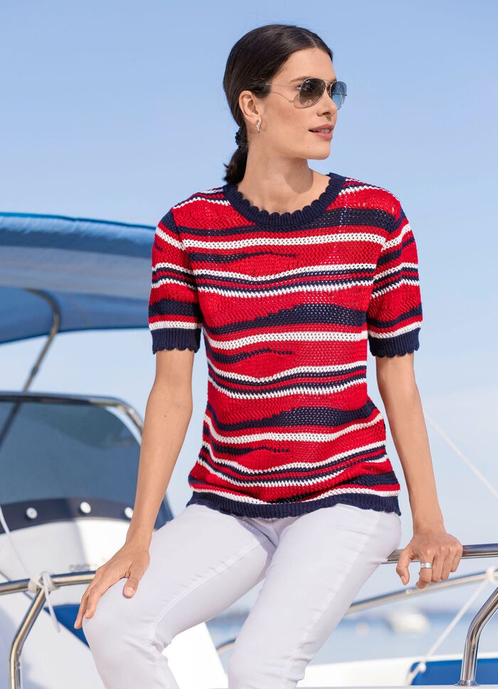 Pullover mit Mustermix im Wellendessin 