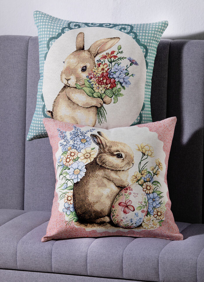 Kissenbezug mit Hasenmotiv NATUR-GRÜN