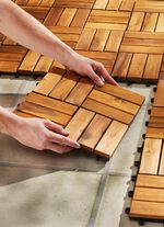 Terrassenplatten aus ge&ouml;lter Akazie, 11er-Set 