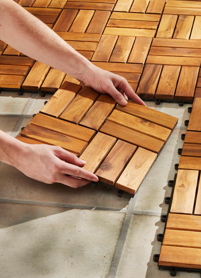 Terrassenplatten aus ge&ouml;lter Akazie, 11er-Set 