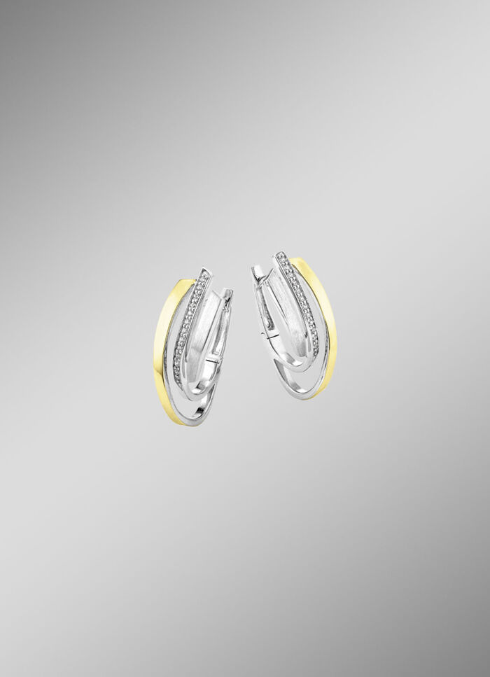 Klappcreolen in Bicolor mit synth. Zirkonia 