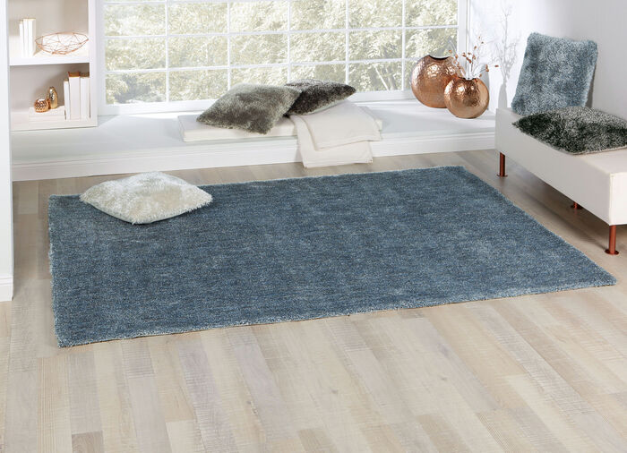 Hochflor-Teppiche und Kissen mit Baumwoll-Rückseite BLAU