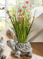 Grasbund in Topf aus Magnesia ROSA-GR&Uuml;N