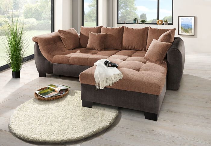 Bequeme Polsterecke mit Bettfunktion DUNKELBR.-BRAUN