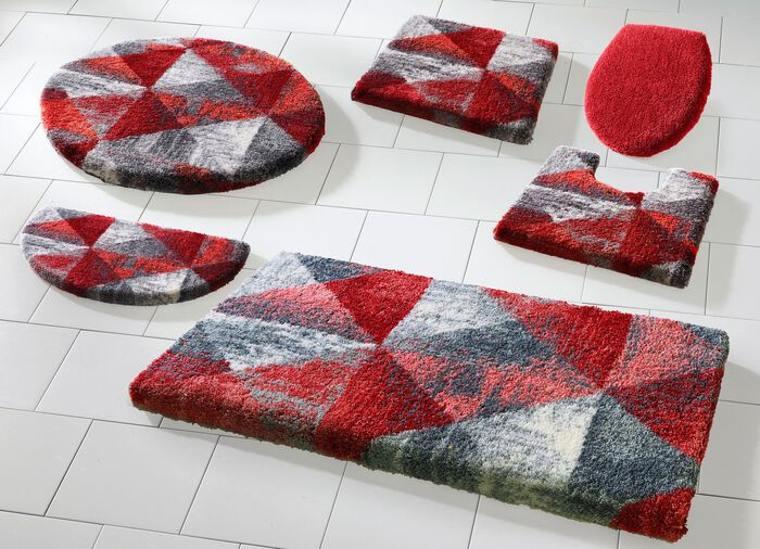 Badgarnitur von Grund mit geometrischem Dessin ROT-GRAU