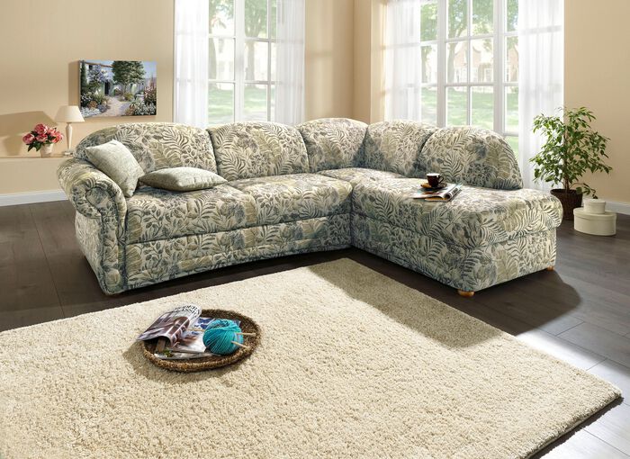 Polsterecke mit Bettfunktion, Bettkasten und 2 Kissen 