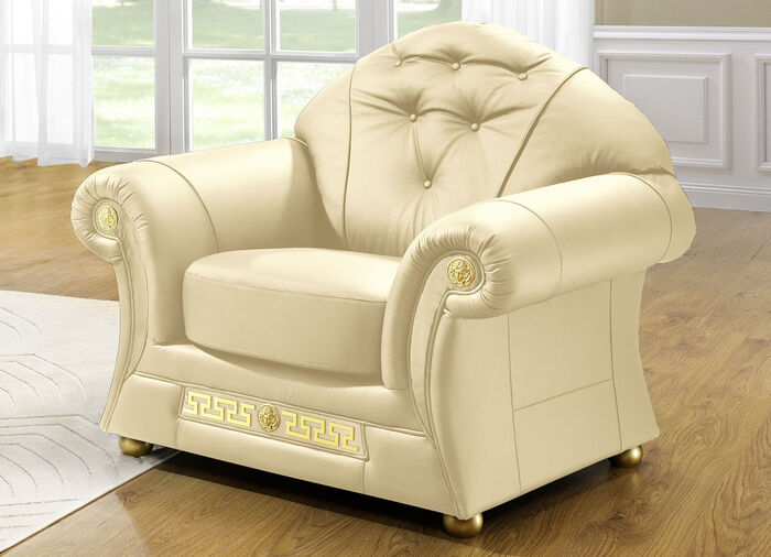 Frei im Raum aufstellbare Polstermöbel mit echtem Lederbezug CREME