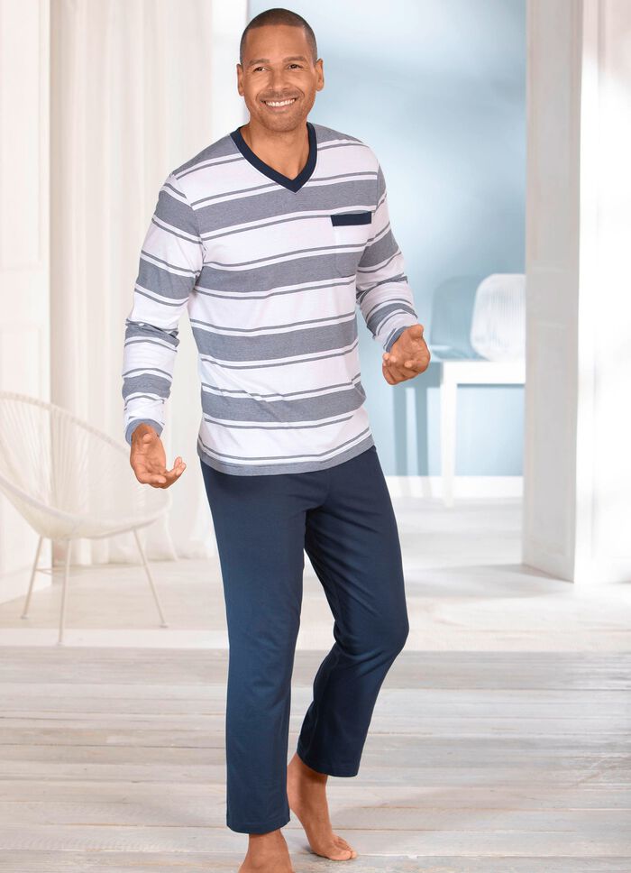Zweierpack Schlafanz&uuml;ge mit V-Ausschnitt und offenen Abschl&uuml;ssen 