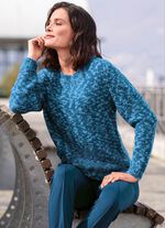 Pullover aus hochwertigem Boucl&eacute;garn PETROL-HELLBLAU-MULTICOLOR