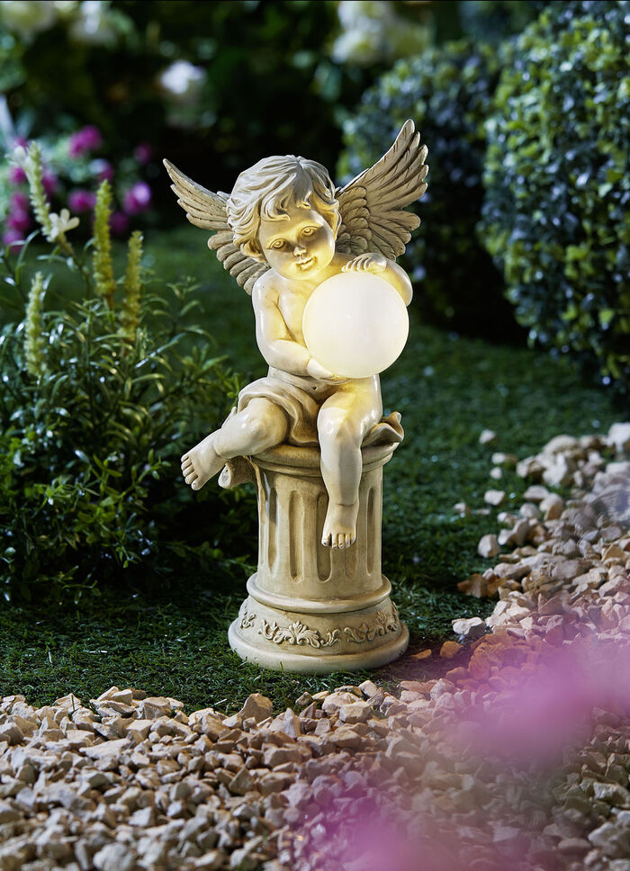 Engel auf S&auml;ule mit LED-Beleuchtung 