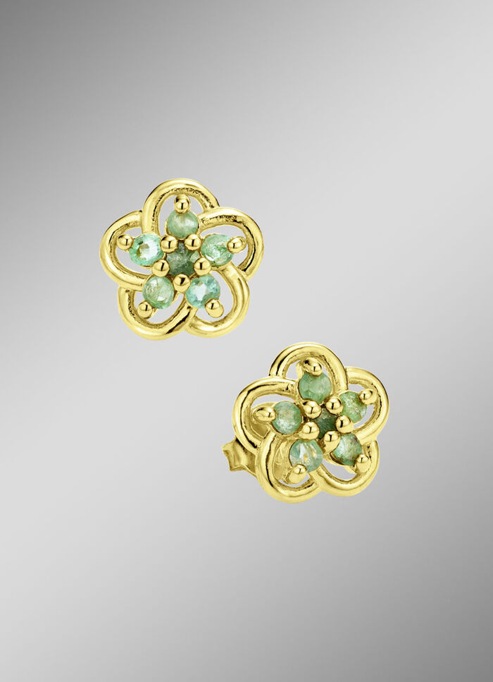 Vergoldete Ohrstecker mit echt Smaragd 