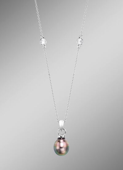 Anh&auml;nger mit Tahiti-Zuchtperle und synth. Zirkonia 