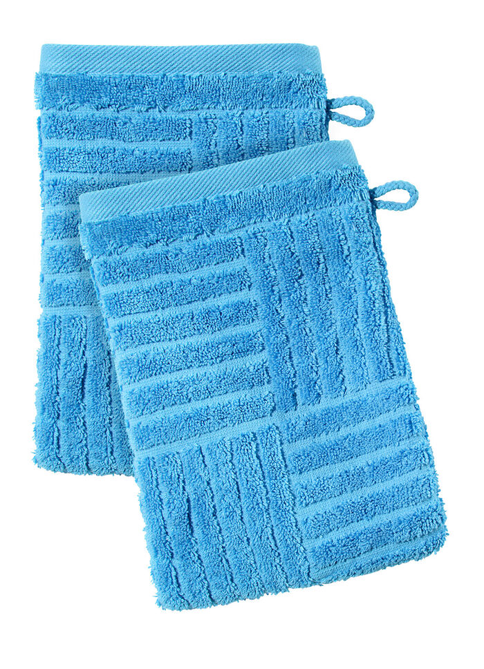 Flauschig weiche Frottier-Serie mit Hoch-Tief-Struktur BLAU