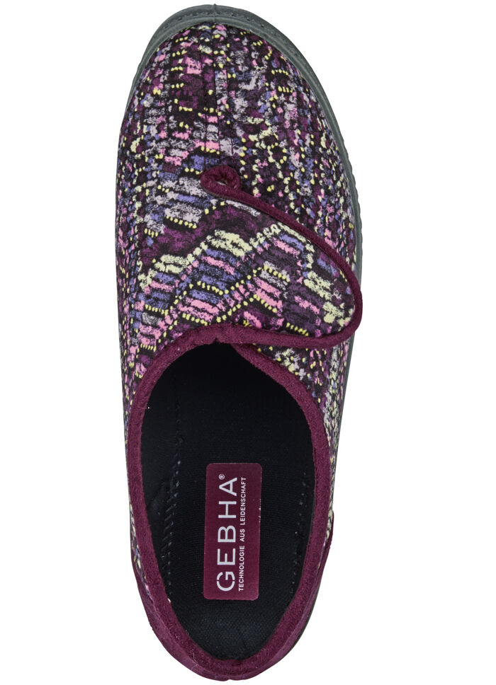 Klassische Damen-Hausschuhe, Weite H, mit Klettverschluss BORDEAUX-MULTICOLOR