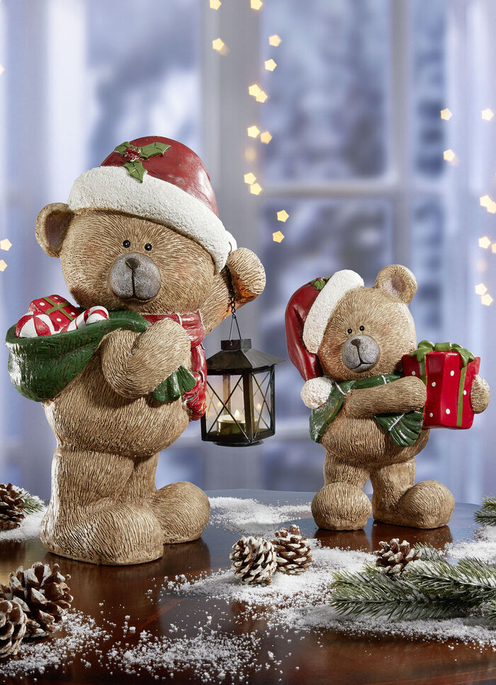 Bemalter Bär aus Magnesia BRAUN-ROT