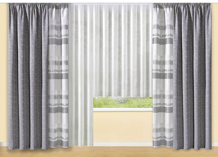 Übergardinen-Garnitur aus deutscher Fertigung GRAU