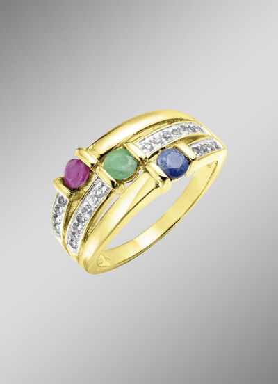 Farbenprächtige Eleganz: Damenring mit echten Edelsteinen 