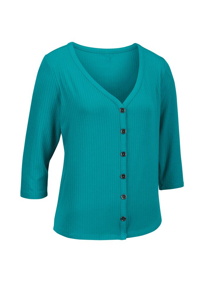 Laurina Shirtjacke mit durchgehender Knopfleiste 