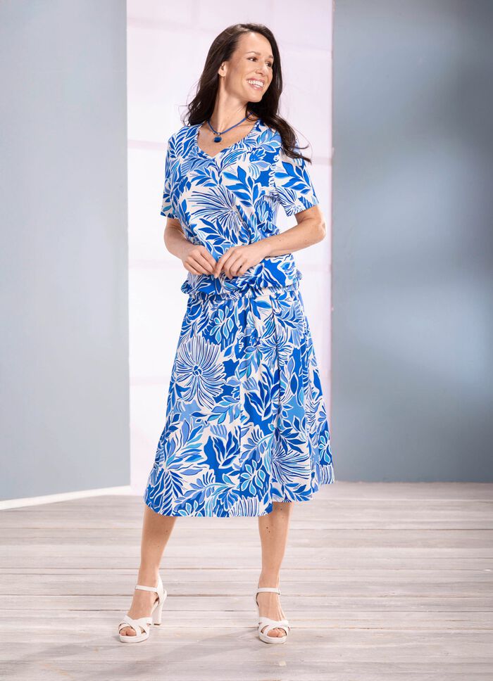 Floral dessinierte Shirt-Tunika 