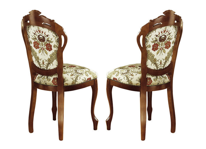 Esszimmer-Stühle oder Sessel in Nussbaum BEIGE GEMUSTERT