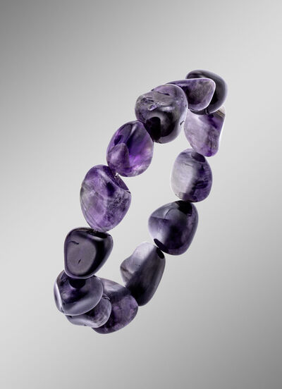 Elastisches Armband aus echtem Amethyst 