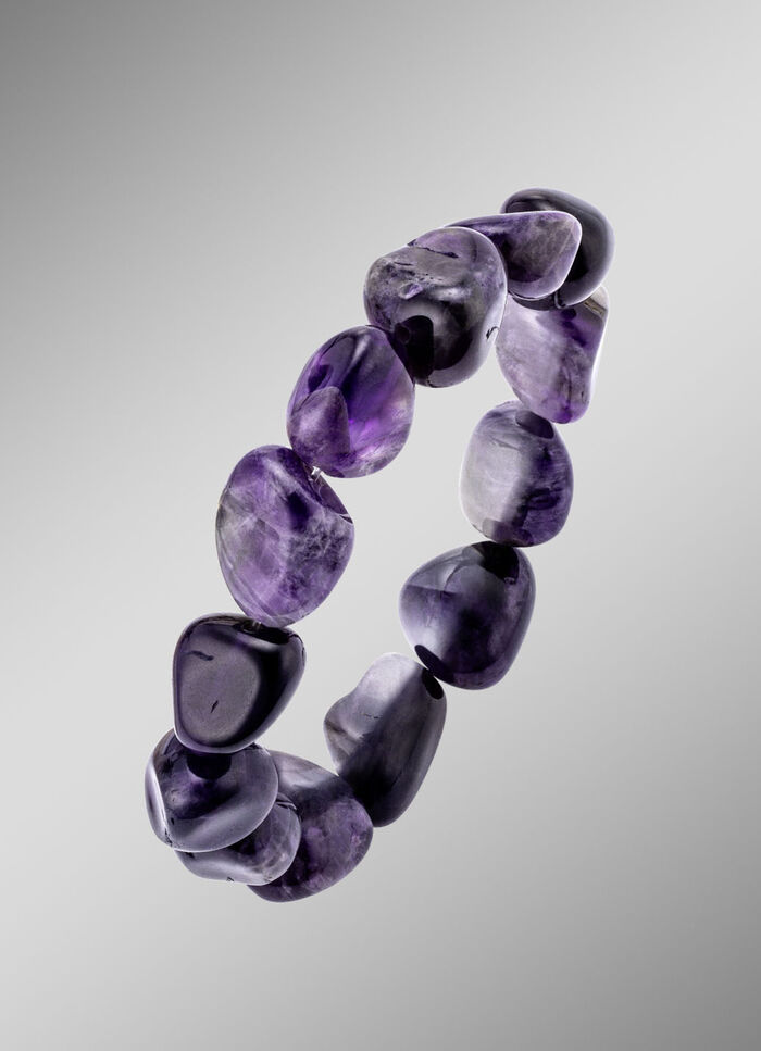 Elastisches Armband aus echtem Amethyst 