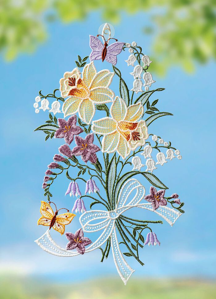 Fensterbild aus echter Plauener Spitze 