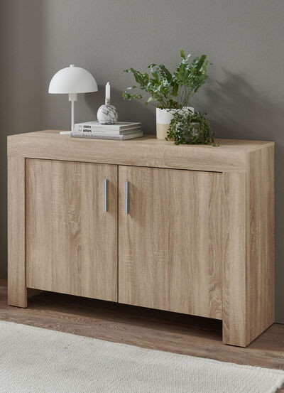 Kommode mit Griffen in Aluminium-Optik 