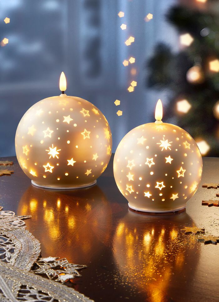 LED-Kerzen mit Sternen-Motiv, 2er-Set 