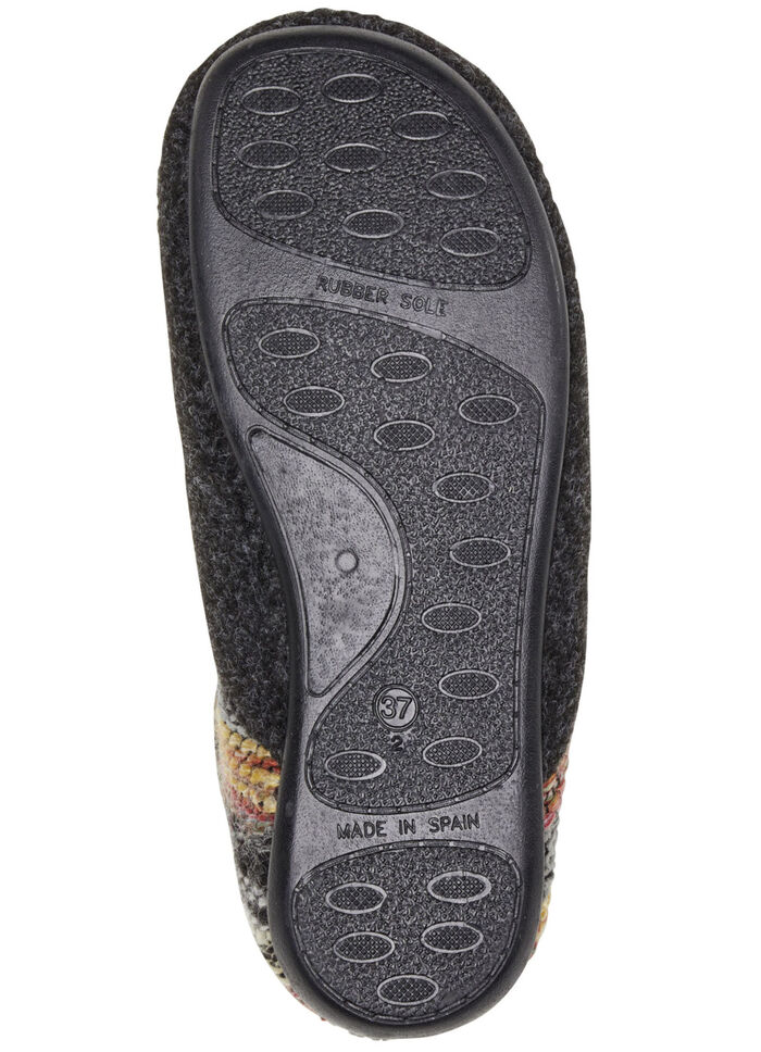 Laurina, bequeme Damen-Hausschuhe, Weite G, mit herausnehmbarem Fußbett ANTHRAZIT-BUNT