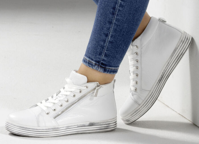 Gemini Schnür-Stiefelette mit praktischem Seitenreißverschluss WEISS