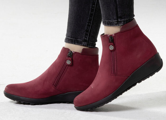 ELENA EDEN Stiefelette mit Nappaleder-Besatz RUBINROT