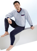 Schlafanzug mit V-Ausschnitt und Bündchenabschlüssen HELLBLAU-BUNT