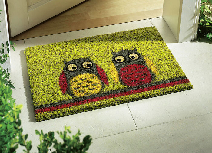 Fußmatte Eulen mit rutschhemmend beschichteter Vinyl-Rückseite BUNT