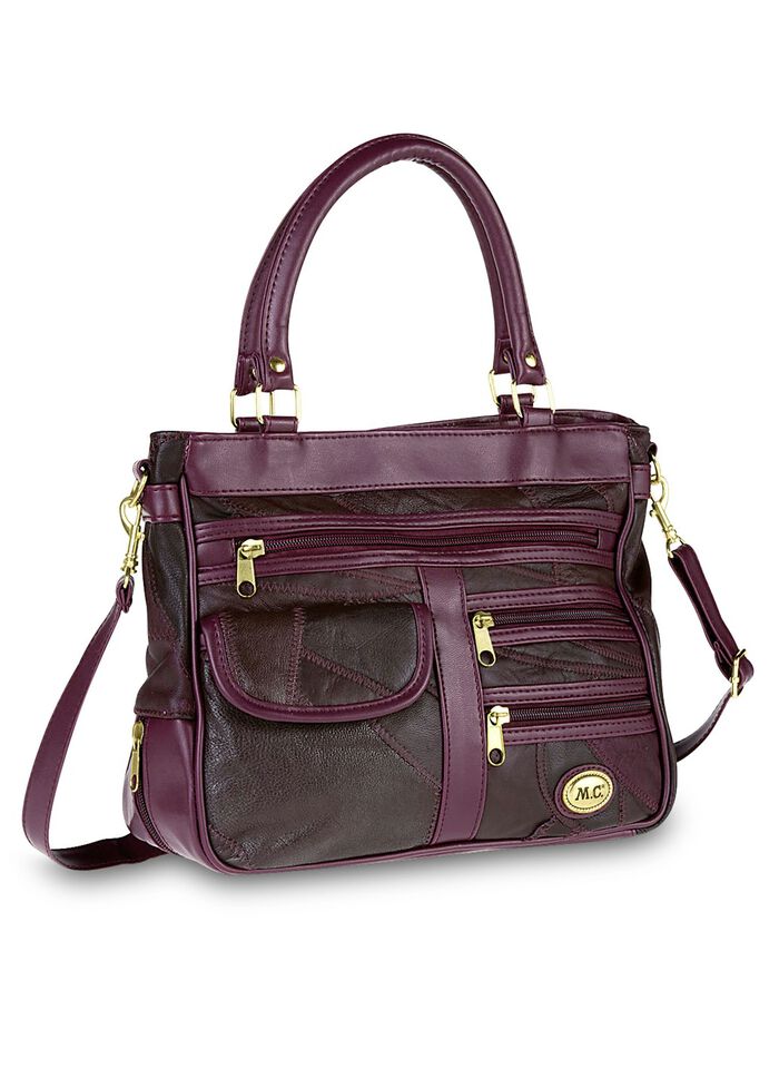 Patchwork-Tasche mit abnehmbarem Umhängeriemen BORDEAUX