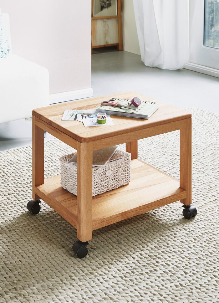 Beistellwagen aus ge&ouml;ltem Massivholz KERNBUCHE