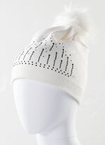 Stilvolle Damen-Mütze mit Glitzersteinchen NATURWEISS