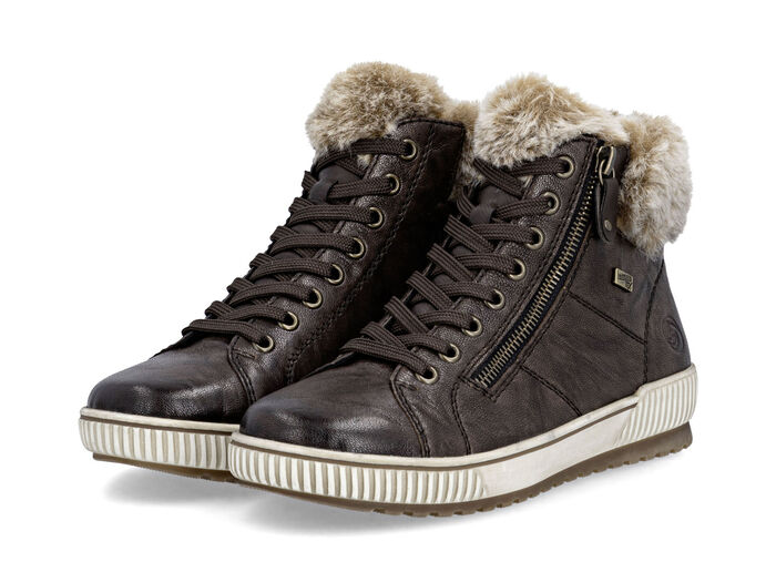 Remonte, gefütterte Damen-Boots, Winterschuhe, Weite G, mit herausnehmbarem Fußbett DUNKELBRAUN